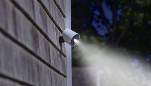 The Simplisafe Outdoor Camera mounted outside.