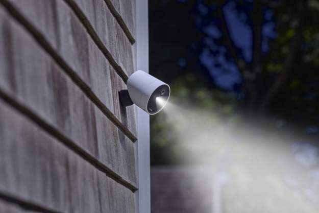 The Simplisafe Outdoor Camera mounted outside.