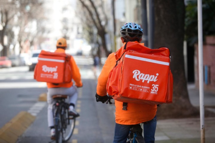 Rappi delivery workers on bikes.