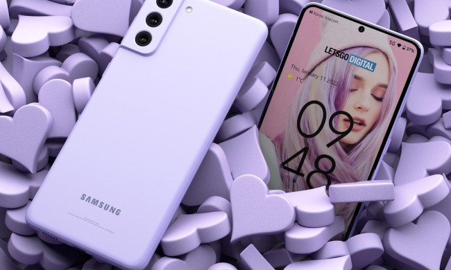 Samsung Galaxy S21 FE render in purple.