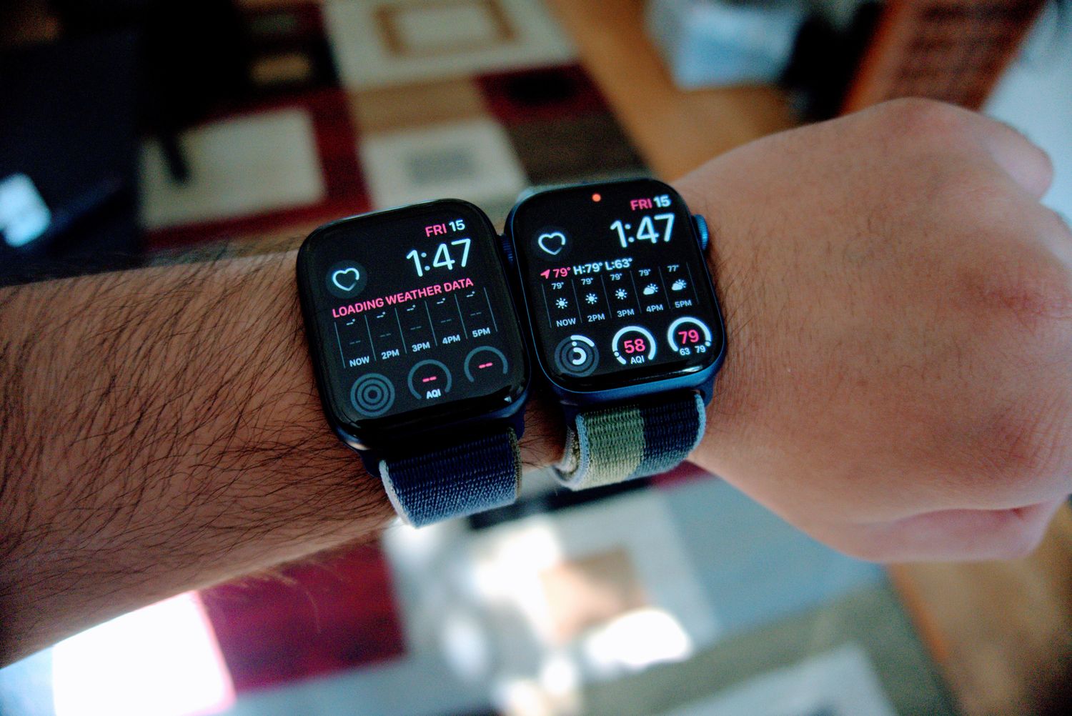Apple Watch Series 7 vs. Series 6 complications.
