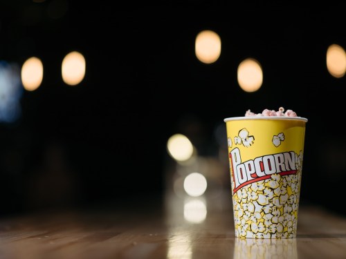 Popcorn with spooky background.