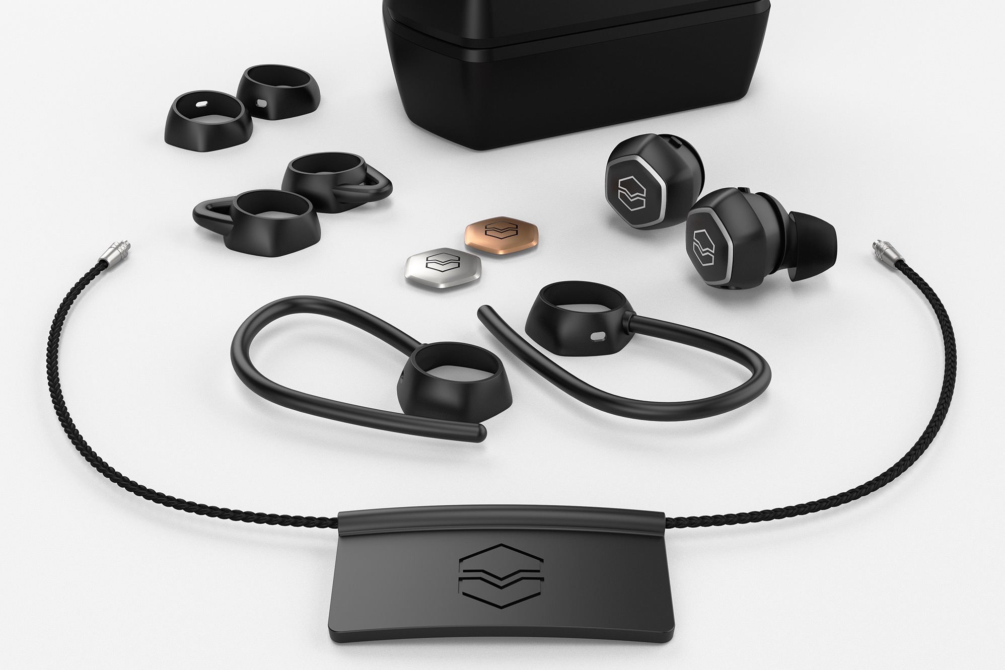 V-Moda Hexamove Pro true wireless earbuds.