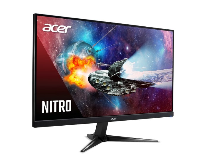 The Acer Nitro QG241Y gaming monitor with a spaceship on the screen.
