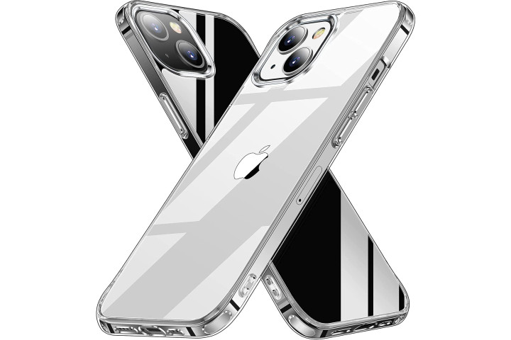 Aedilys Shockproof Clear Case for the iPhone 13, showing the front and back of the case.