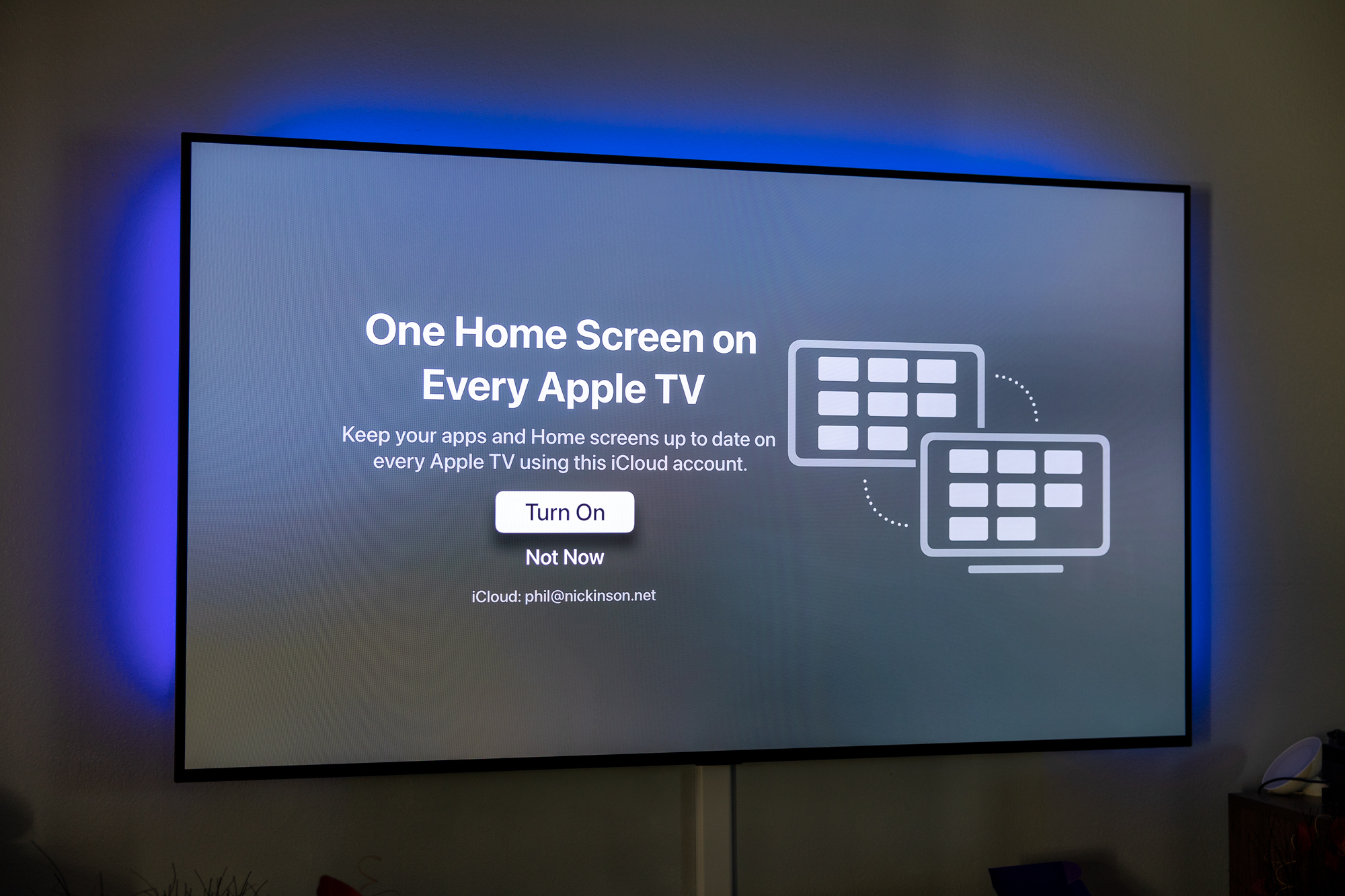 Tela de configuração da Apple TV.