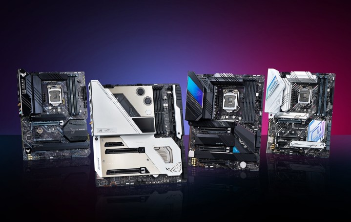 A lineup of Z690 motherboards.
