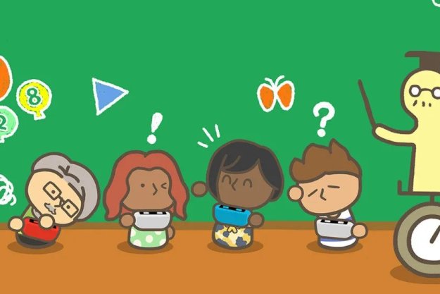 Five characters from Big Brain Academy: Brain vs. Brain stand in a line.