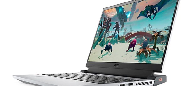 The Dell G15 gaming laptop with a game on the screen.