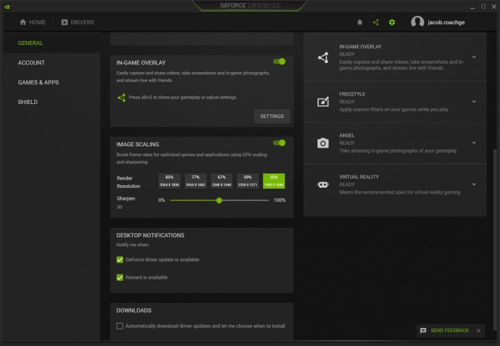Image Sharpening in GeForce Experience. 