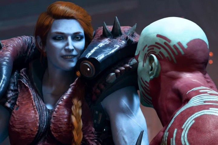 Lady Hellbender speaks to Drax in Marvel's Guardians of the Galaxy.