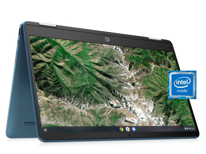 HP Chromebook x360 14 اینچی در یک چادر تا شده است.