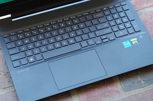 Closeup image of the keyboard on the HP Victus 16.