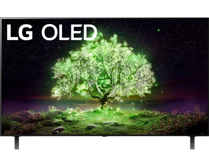 LG 48 Class A1 Series OLED 4K UHD Smart TV displayed on a white background.