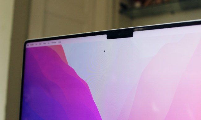 A close up of the 2021 MacBook Pro showing its display notch.