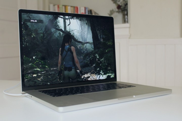 Shadow of the Tomb Raider on a MacBook Pro.