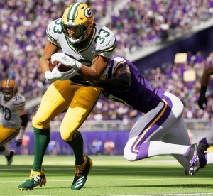The Green Bay Packers vs the Minnesota Vikings in Madden NFL 22.