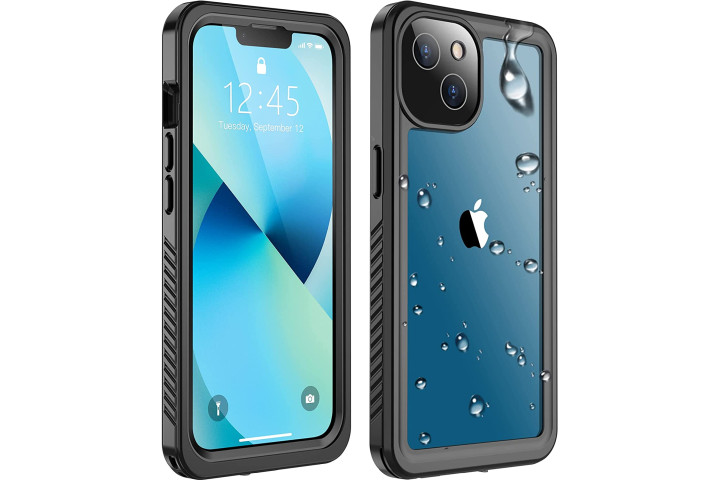 Spidercase Waterproof Case for iPhone 13, showing the front and rear of the case.