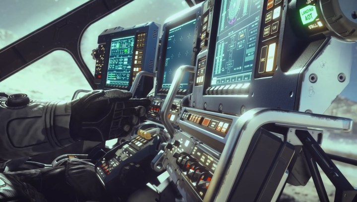 Cockpit in spaceship from Starfield.