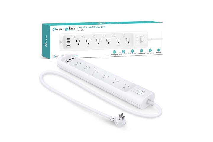 TP Link Kasa Power Strip and its packaging on a white background.