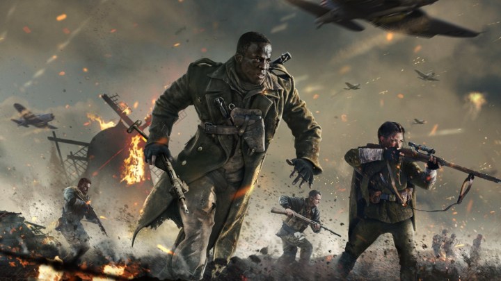 Soldiers running in Call of Duty: Vanguard promo.