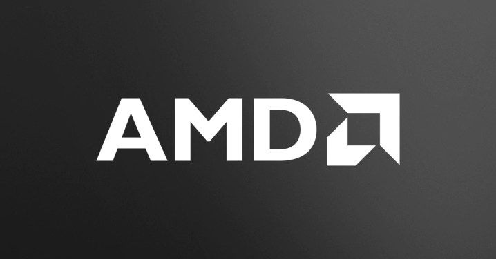 An AMD logo on a black background.