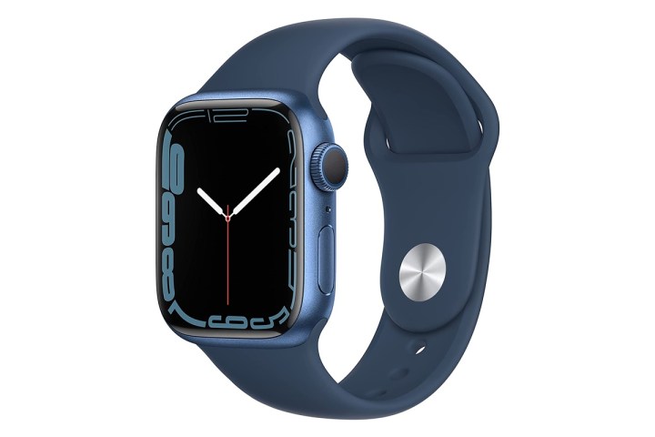 Apple Watch Series 7 GPS, 41mm Blue Aluminum Case with Abyss Blue Sport Band, Regular.