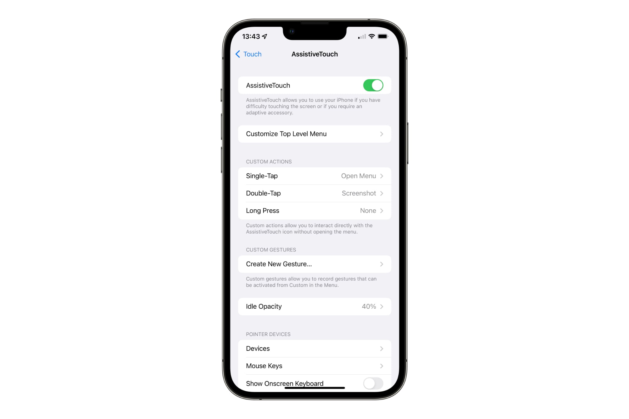 نحوه گرفتن اسکرین شات در تنظیمات لمسی کمکی آیفون در iOS 15