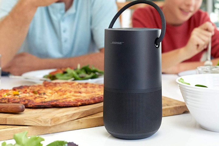Bose Portable Smart Speaker on a lunch table.