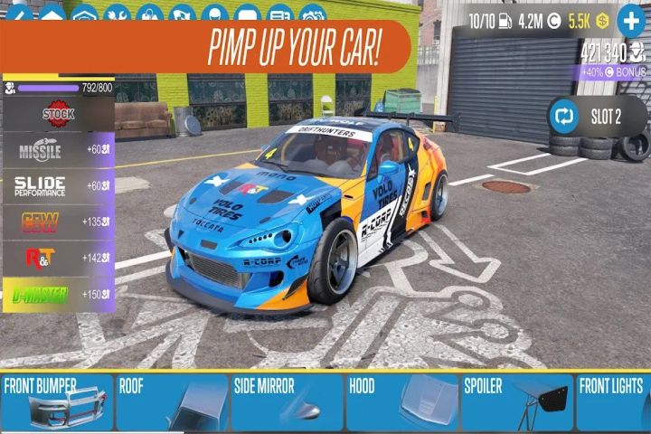 CarX Drift Racing 2 Android game showing pimping your car.