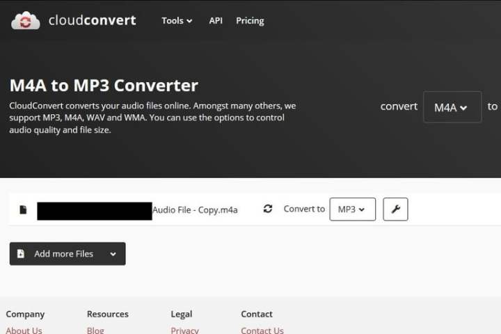 صفحه تنظیمات خروجی برای پلت فرم Cloud Converter.