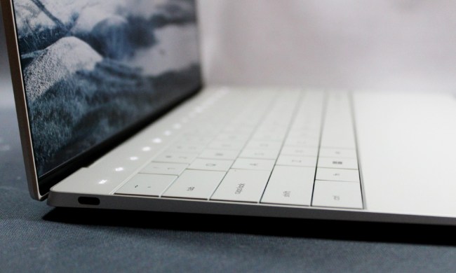 The Dell XPS 13 Plus keyboard and haptic feedback buttons.
