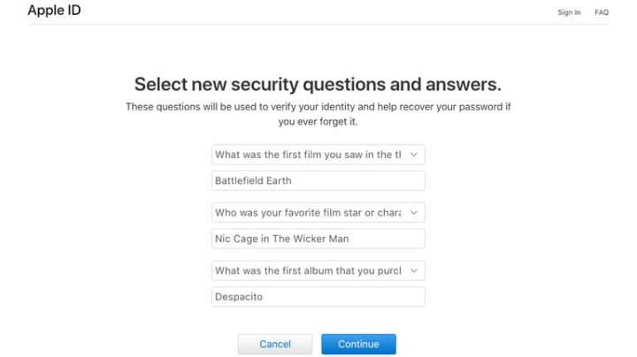 how to reset your apple id password change appleid question step 3