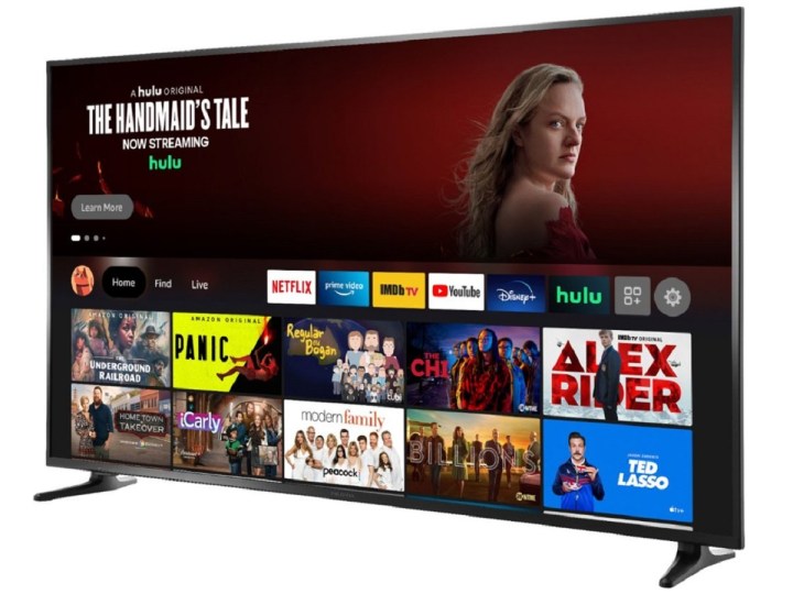The 70-inch version of the Insignia F30 Series 4K TV, with Hulu's the Handmaid's Tale on the screen.