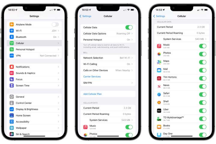 how to check data usage on an iphone cellullar settings ios 15