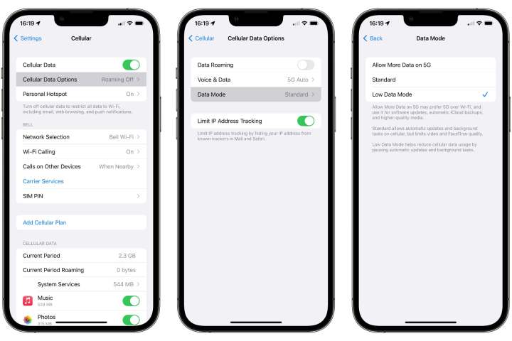 how to check data usage on an iphone low mode setting