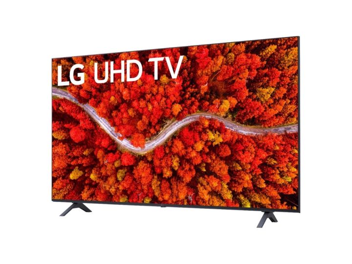 LG 70-inch 4K TV UP8070 on White Background.