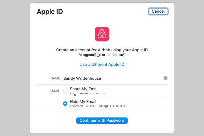 come usare accedi con apple su mac e pc iscrizione continua password airbnb