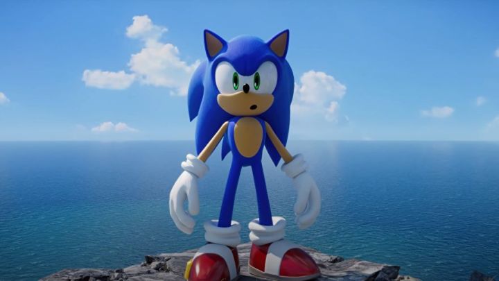 Sonic melihat ke kejauhan di Sonic Frontiers.