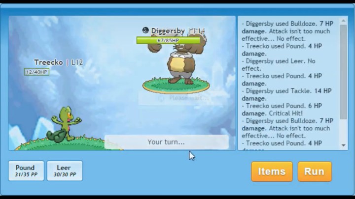 Two pokemon dueling on PC.