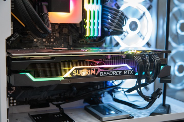 The MSI Suprim X RTX 3080 installed in a PC.