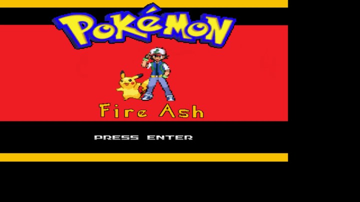 Ash and pikachu on a title screen.