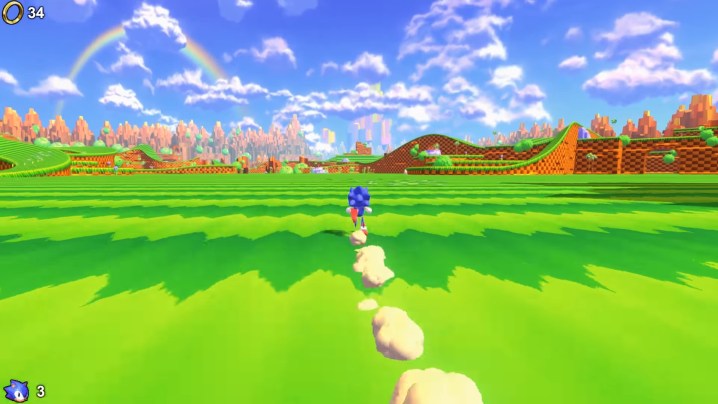Sonic running through a giant open world.