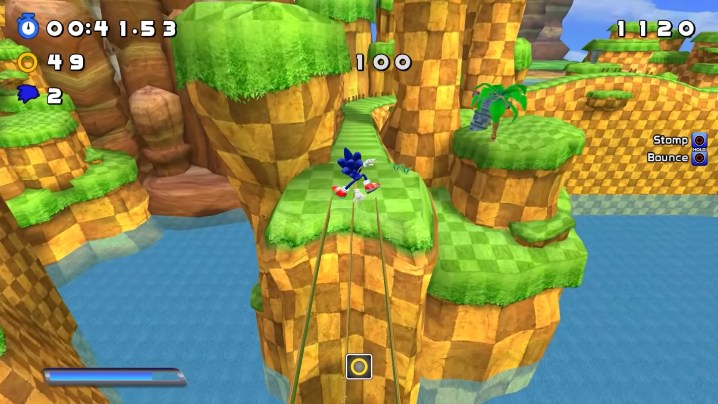 Sonic doing a trick in the air.