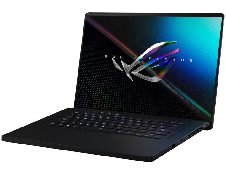 The ASUS ROG 16-inch gaming laptop with the ROG Zephyrus logo on the screen.