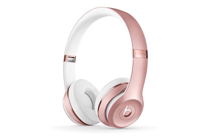 Beats Solo3 Wireless On-Ear Headphones Rose Gold on a white background.