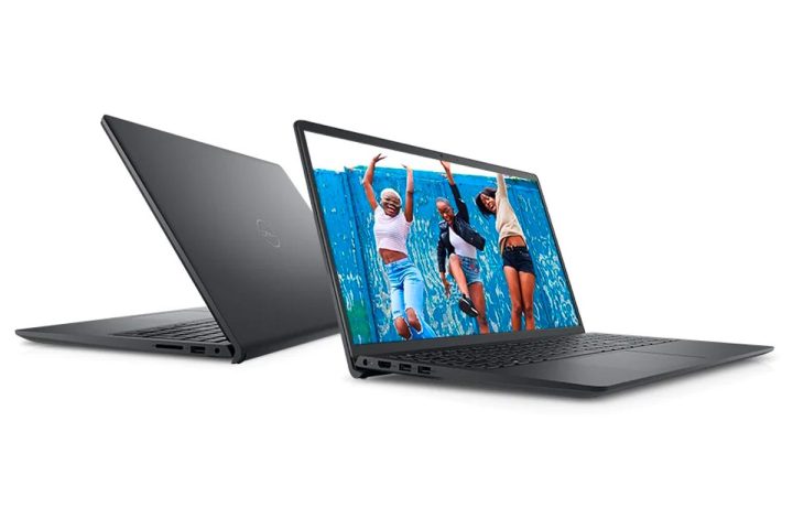 The Dell Inspiron 15 3000 laptop, viewed from the back and front.