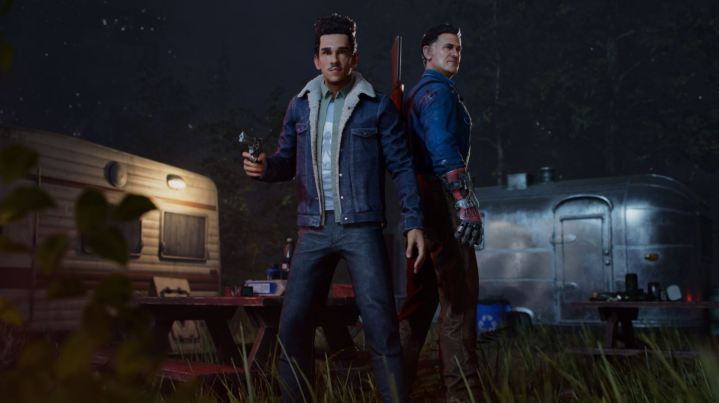 Ash and another playable character stand together in Evil Dead: The Game
