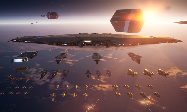 A massive space fleet in formation.