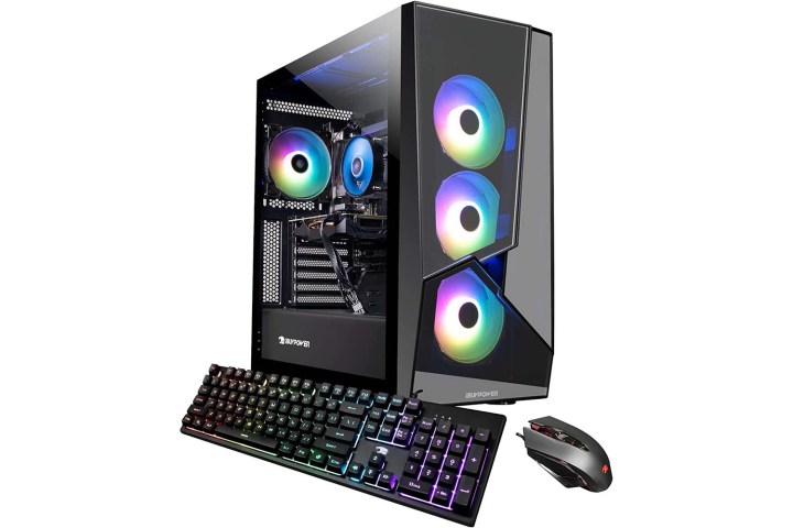iBuyPower gaming desktop with keyboard and mouse.